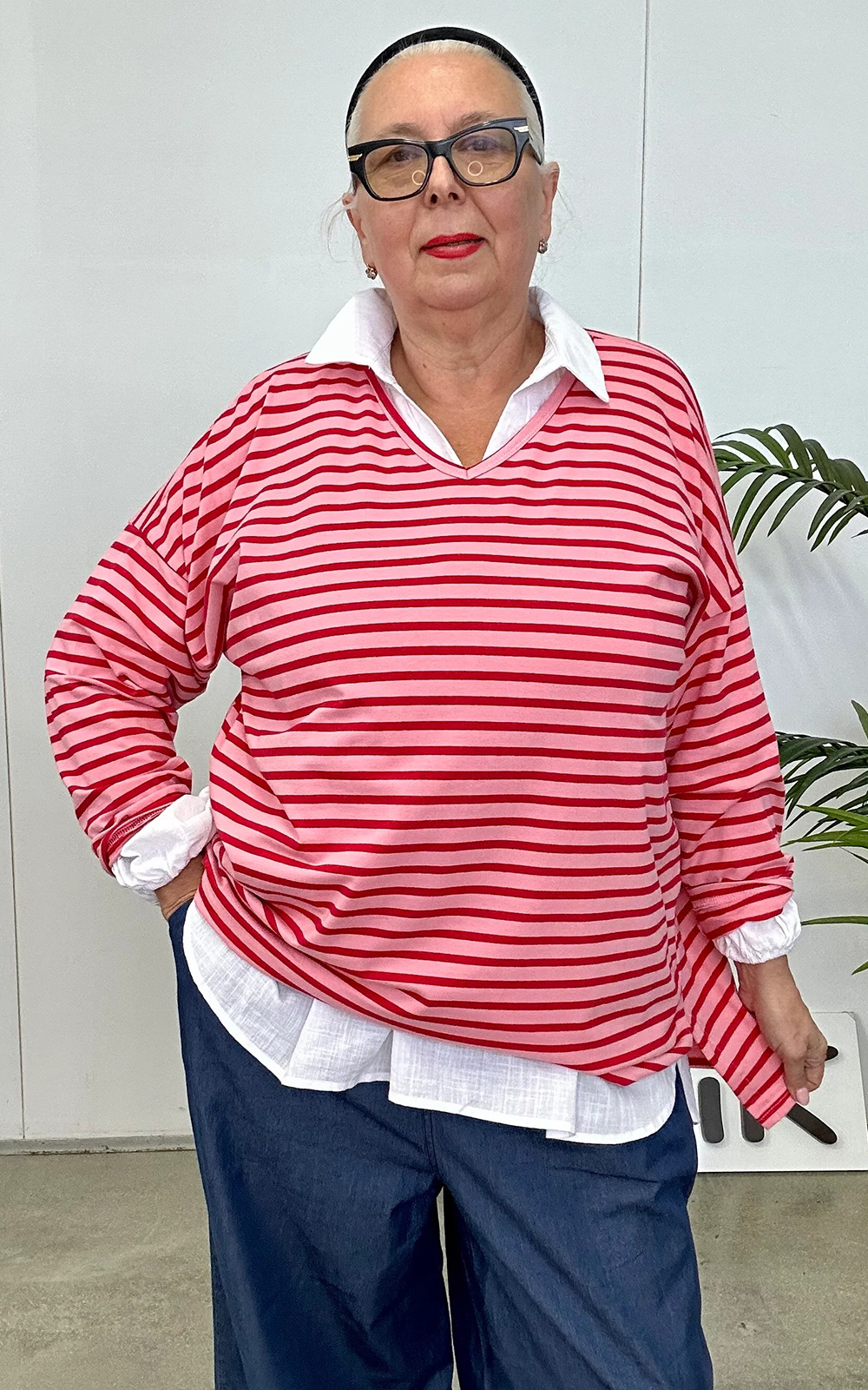 Striped Relaxed Top product photo.