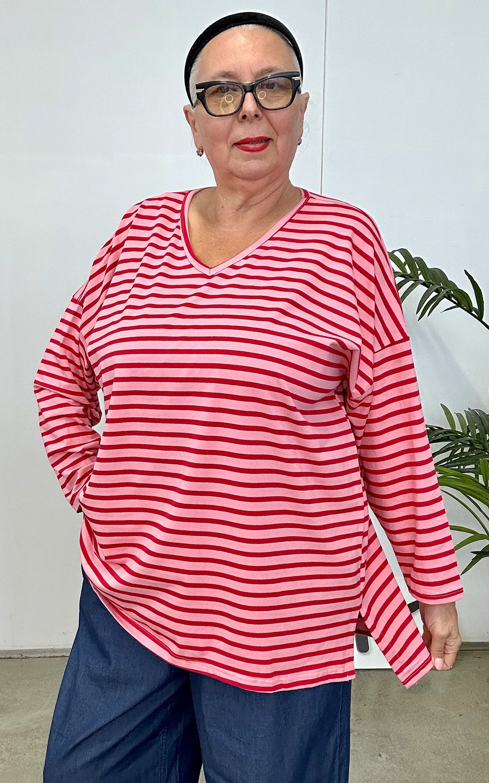 Striped Relaxed Top product photo.