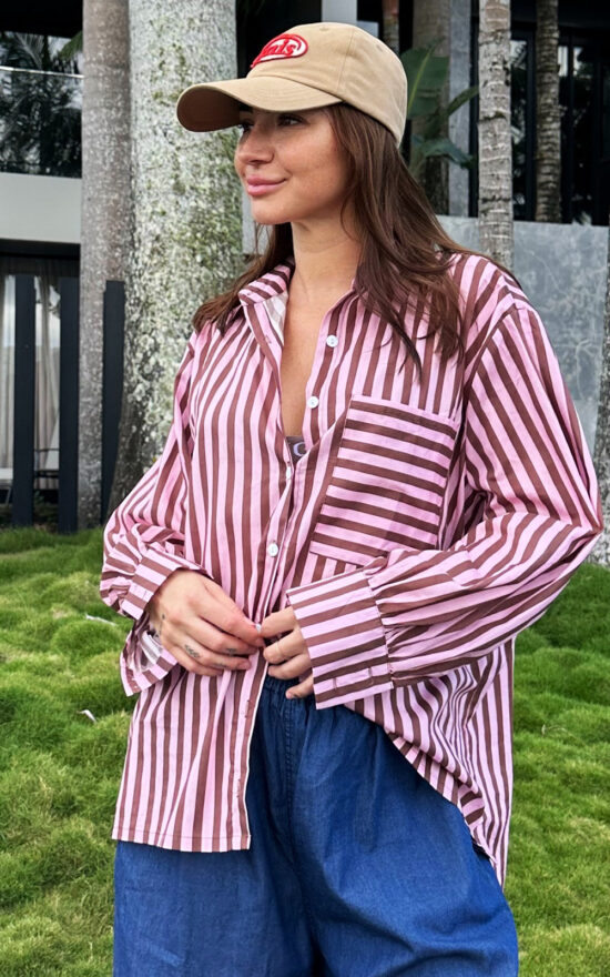 Striped Relaxed Shirt product photo.