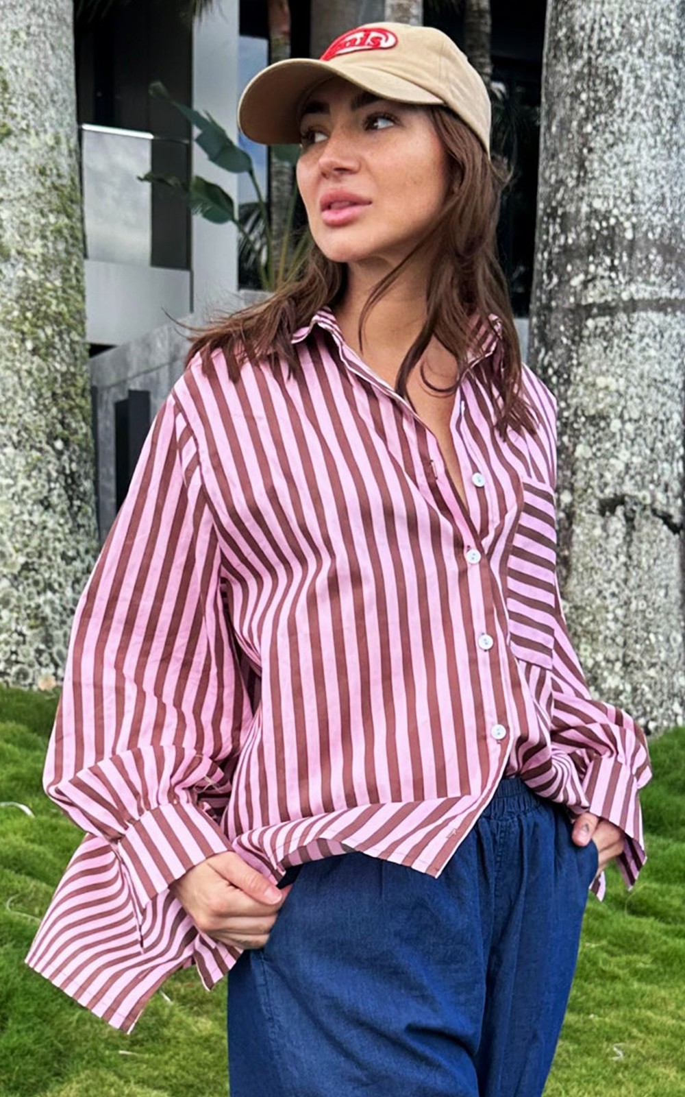 Striped Relaxed Shirt product photo.
