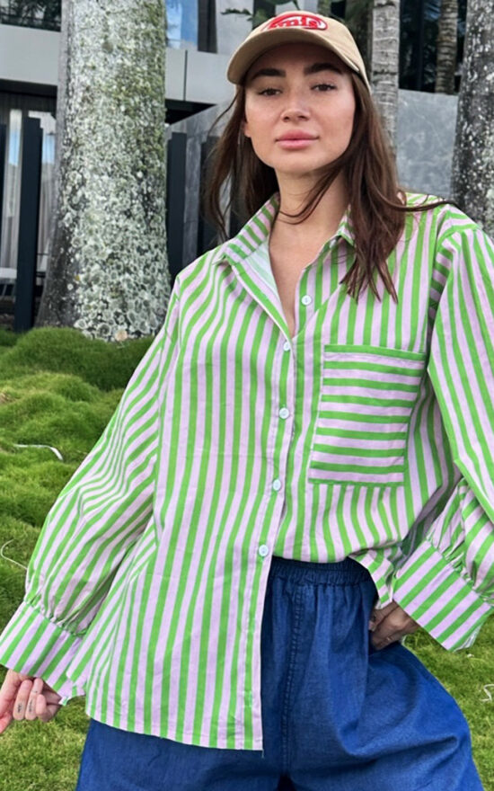Striped Relaxed Shirt product photo.