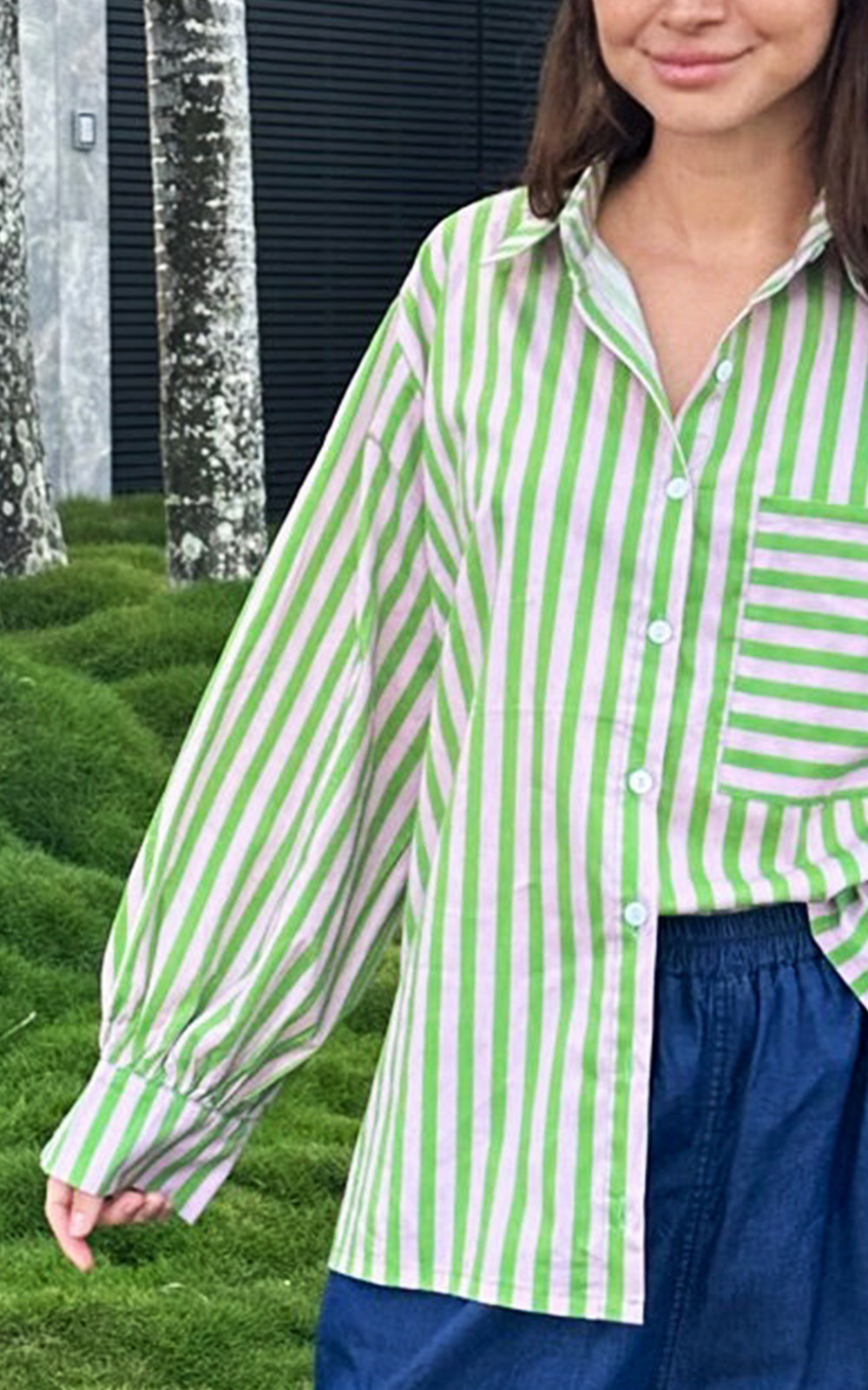 Striped Relaxed Shirt product photo.