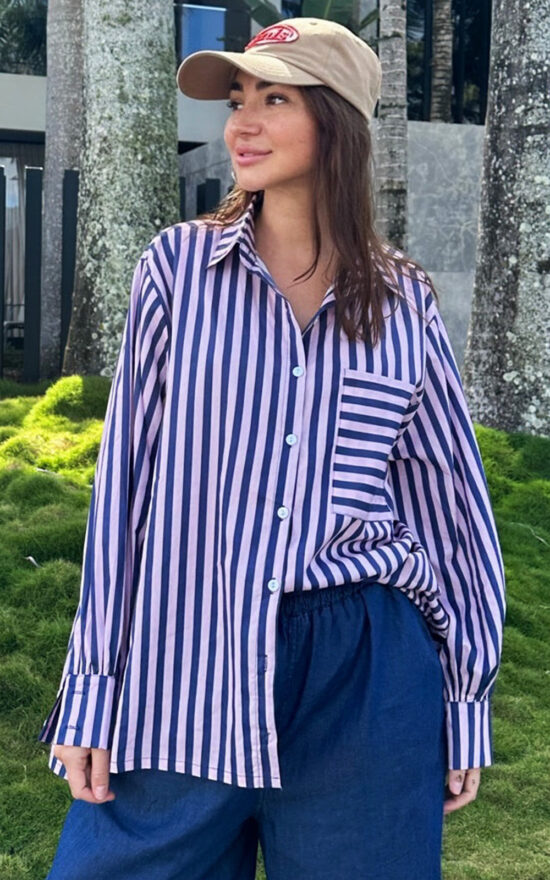 Striped Relaxed Shirt product photo.