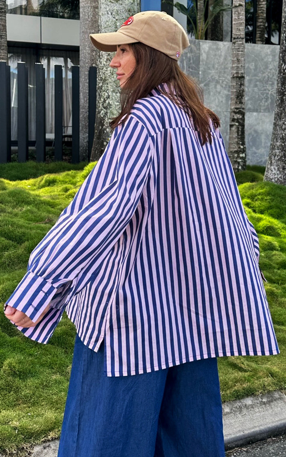 Striped Relaxed Shirt product photo.