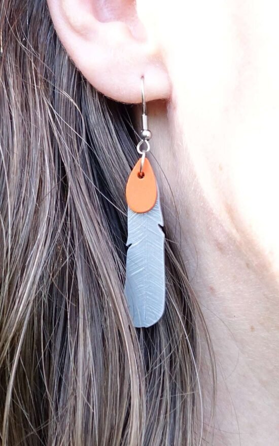 Kokako Feather Earrings product photo.