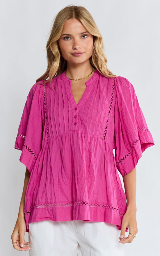 Laverne Pintuck Top  product photo.