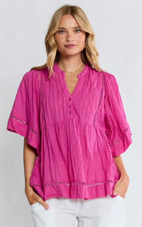 Laverne Pintuck Top  product photo.