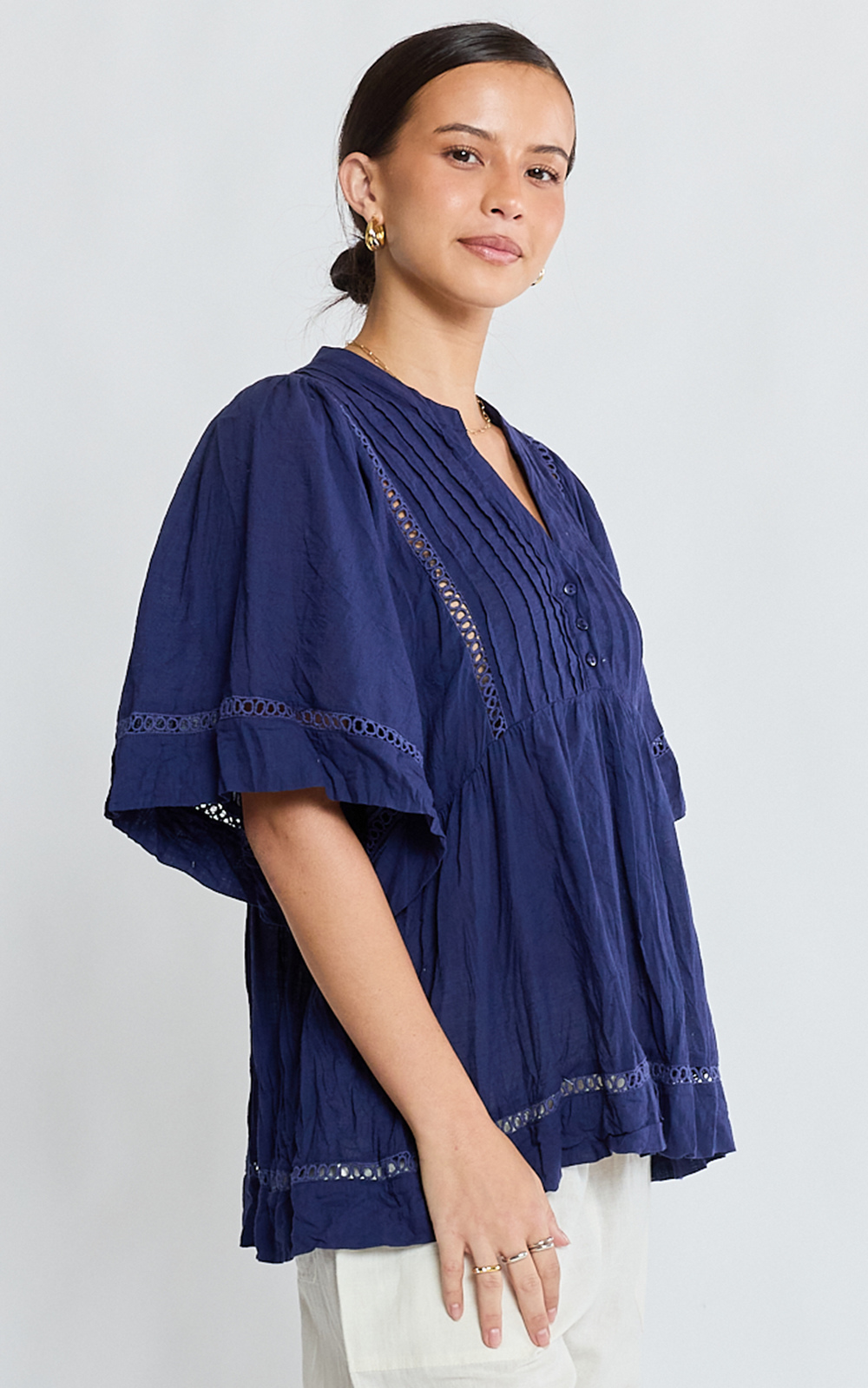 Laverne Pintuck Top  product photo.