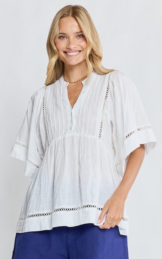 Laverne Pintuck Top  product photo.