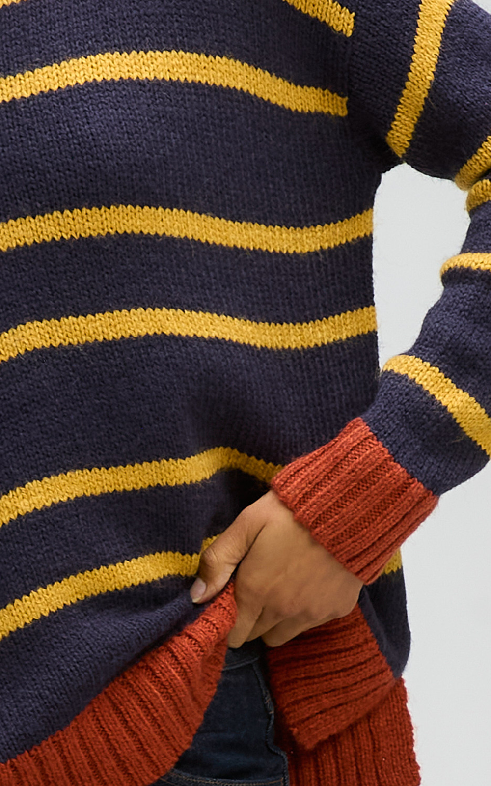 Cozy Stripe V Jumper product photo.