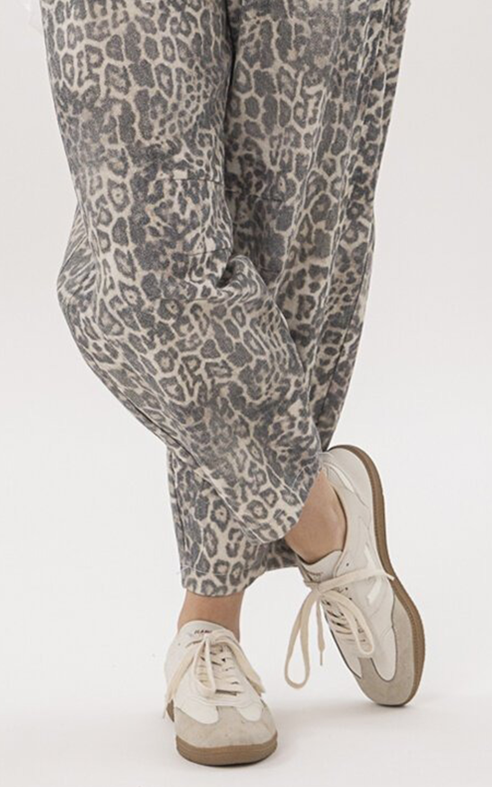 Leopard Barrel Jean product photo.