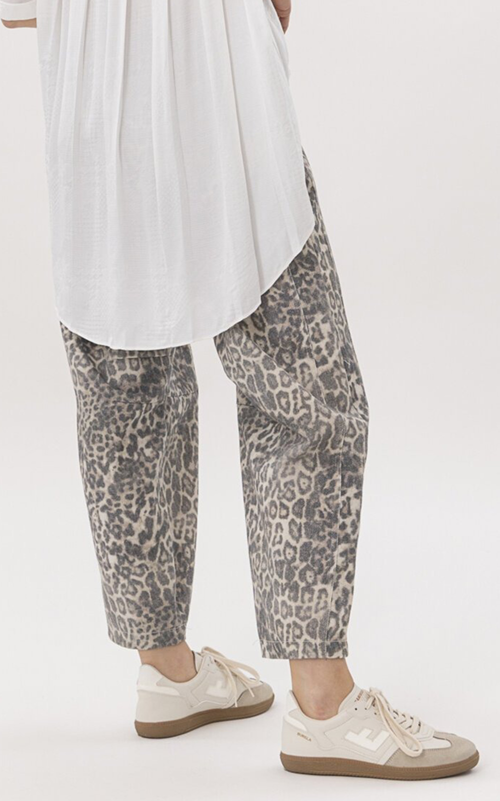 Leopard Barrel Jean product photo.