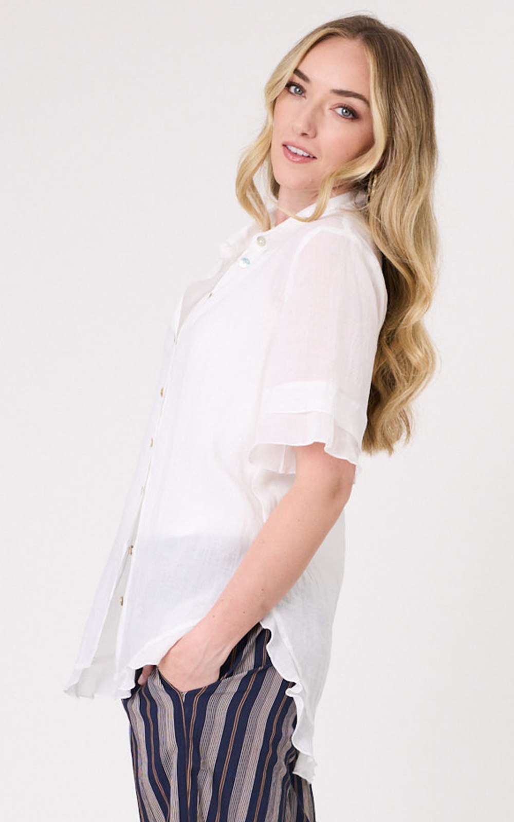 Camilla Linen Top product photo.