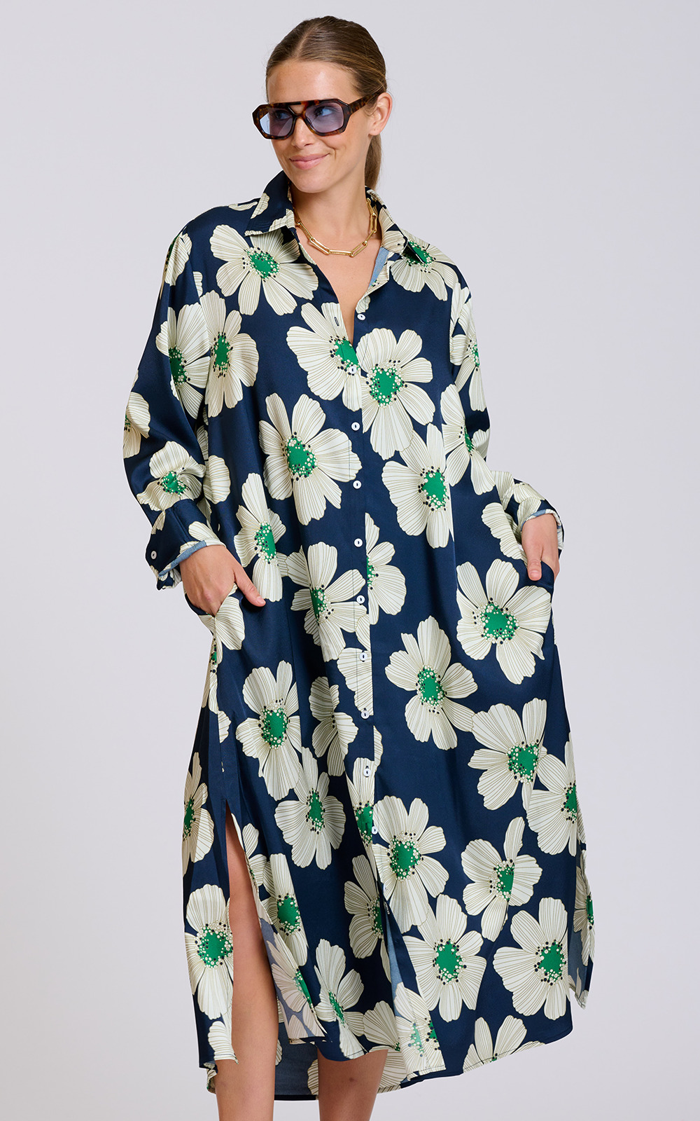 Luxe Luna Shirtdress product photo.