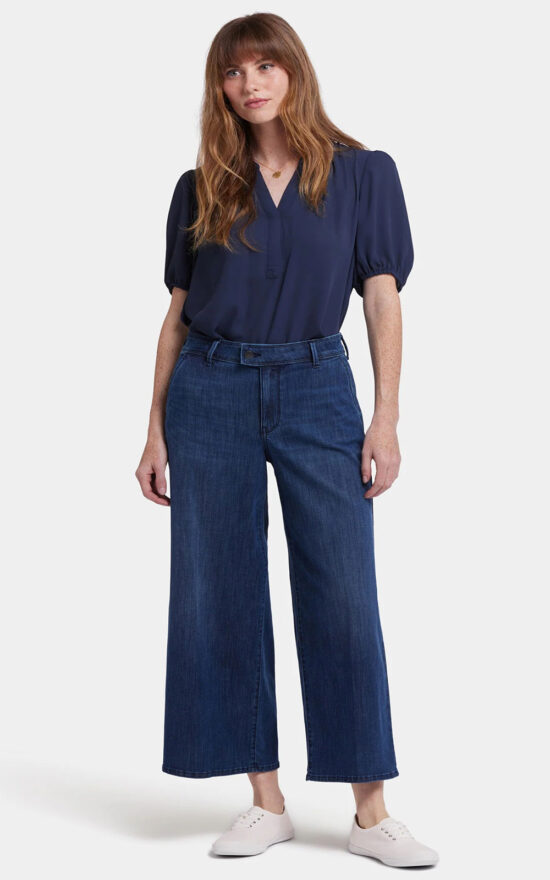 Missy Hi Rise Mona Wide Leg Ankle Trouser Extended Tab product photo.