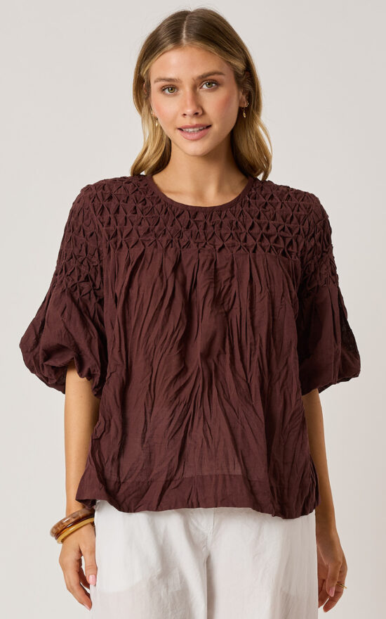 Millie Smocked Top product photo.