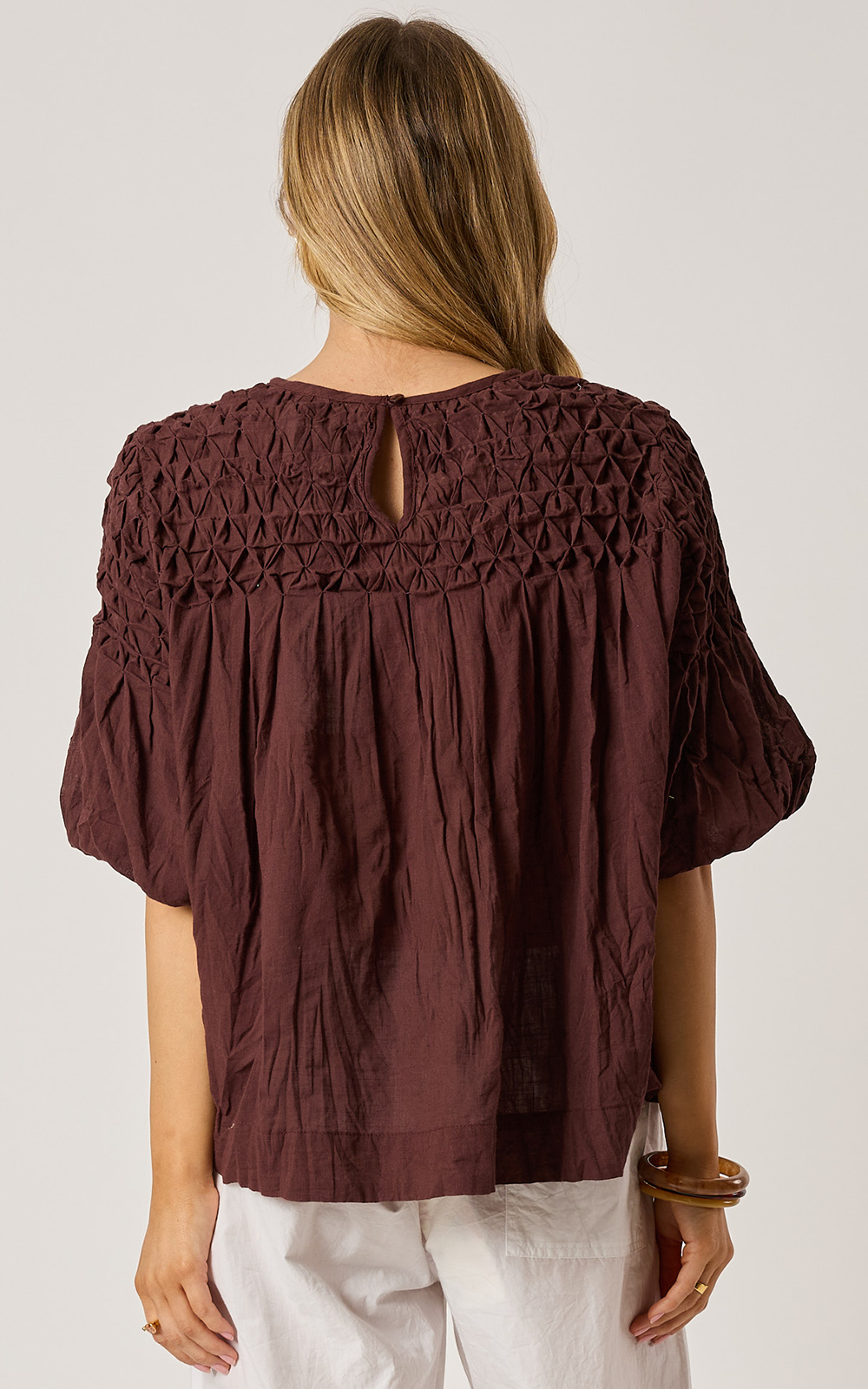 Millie Smocked Top product photo.