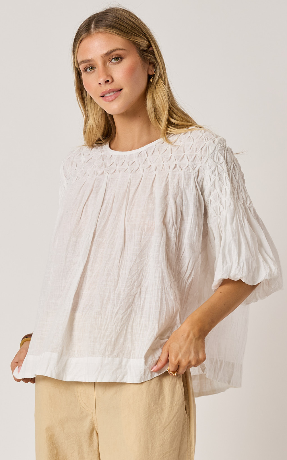 Millie Smocked Top product photo.