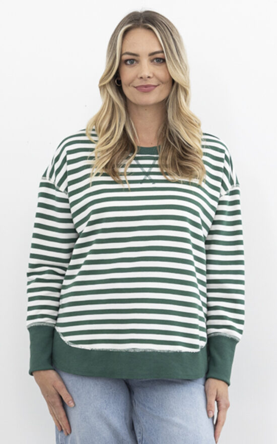 Moss Stripe Sweat product photo.
