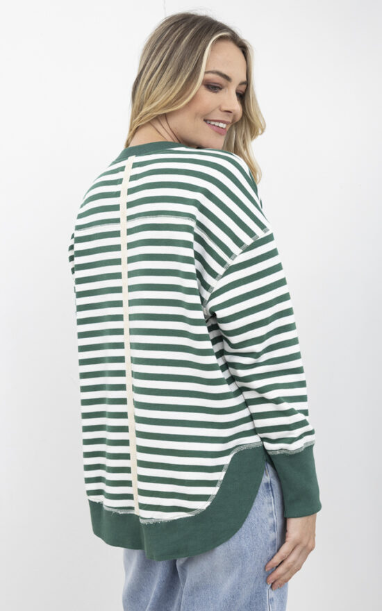Moss Stripe Sweat product photo.