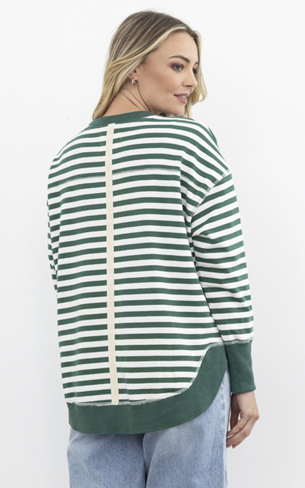 Moss Stripe Sweat product photo.