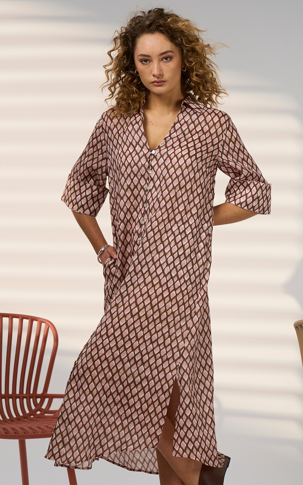 Double Up Shirt Dress product photo.