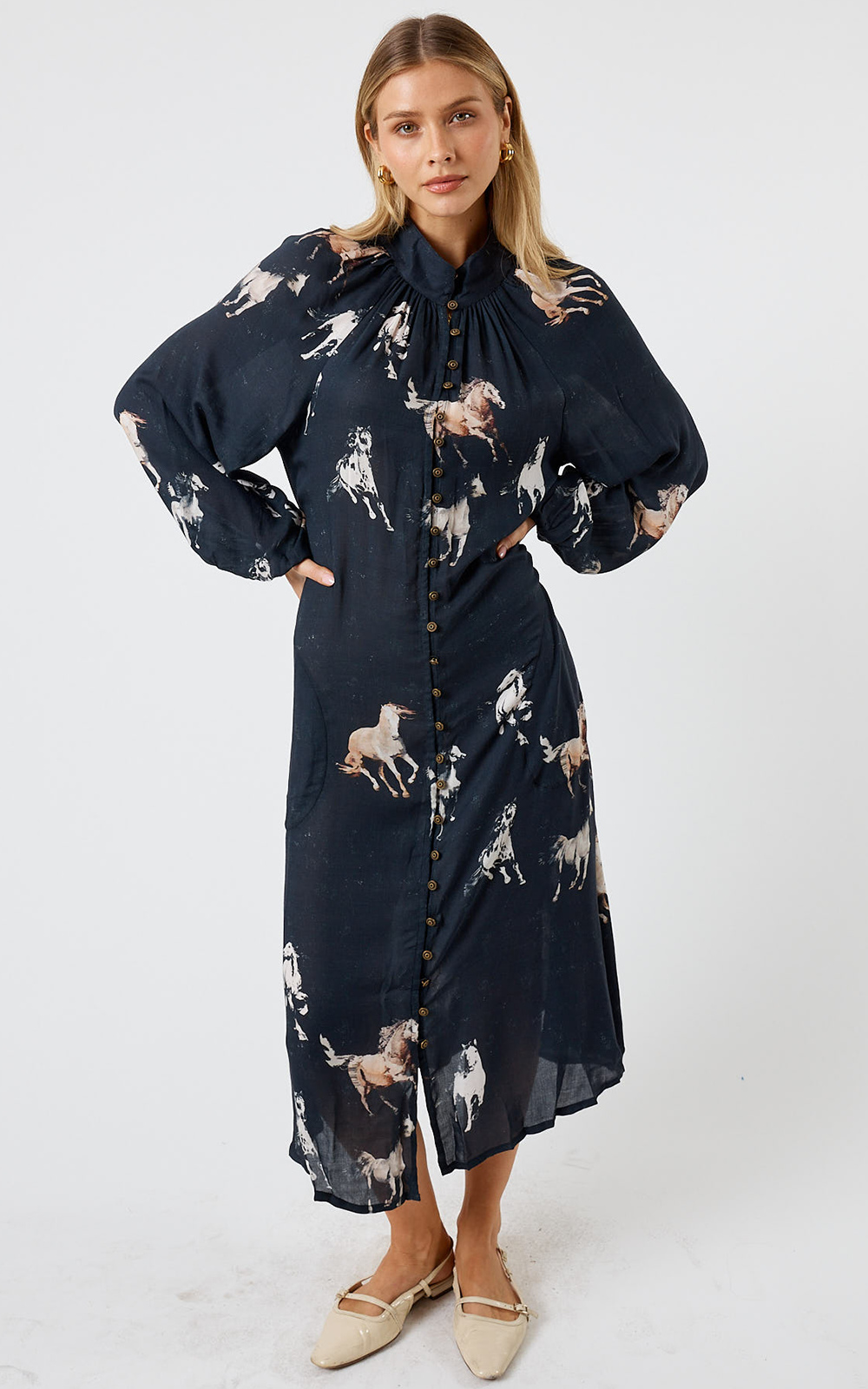 Mustang Buttoned Midi product photo.