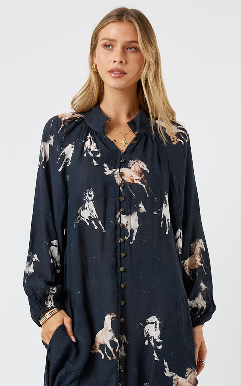 Mustang Buttoned Midi product photo.