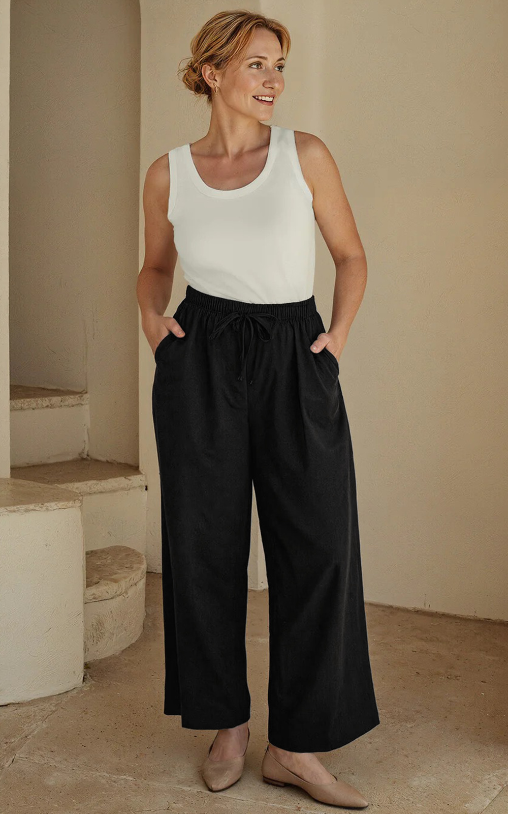 Breezy Linen Relaxed Pant product photo.