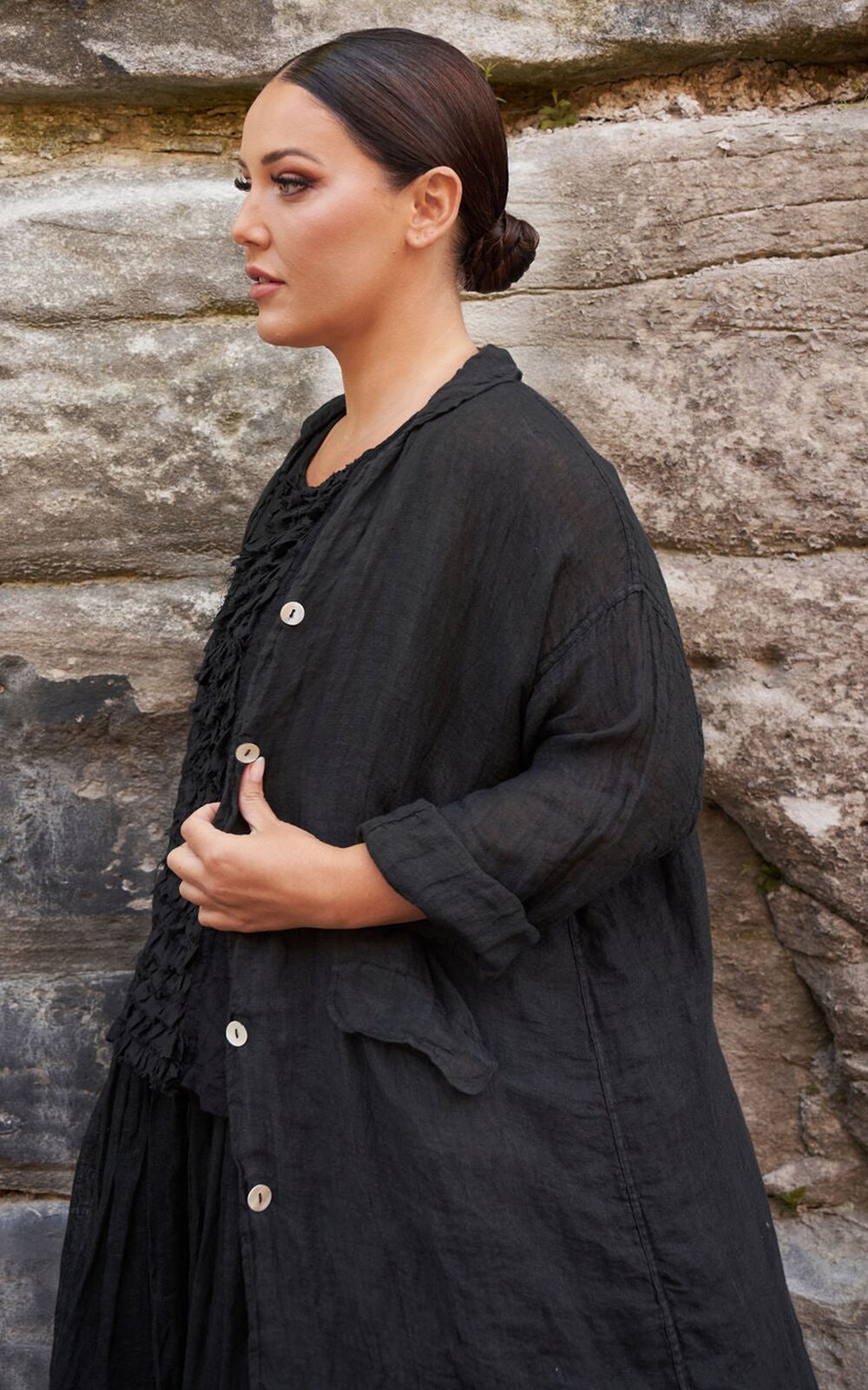 Piaf Coat In Gauze Linen product photo.