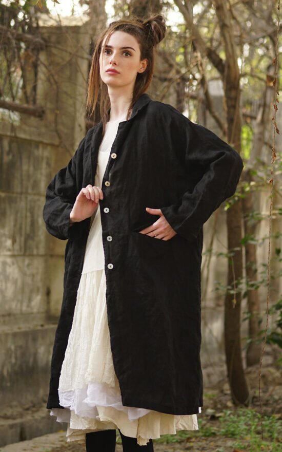 Piaf Coat In Linen product photo.