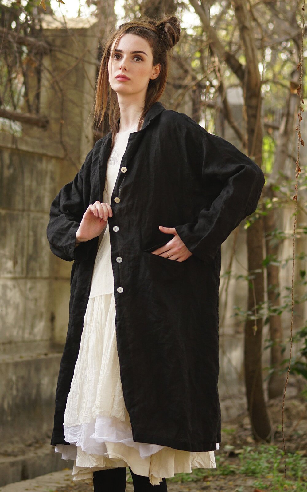Piaf Coat In Linen product photo.