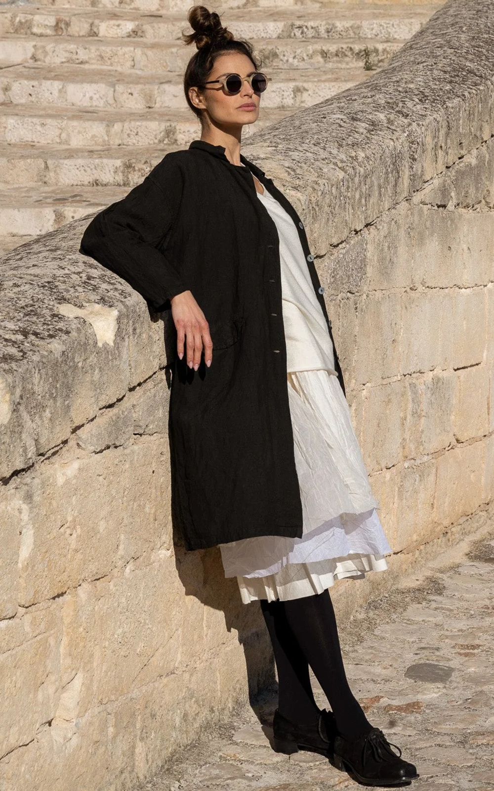 Piaf Coat In Linen product photo.
