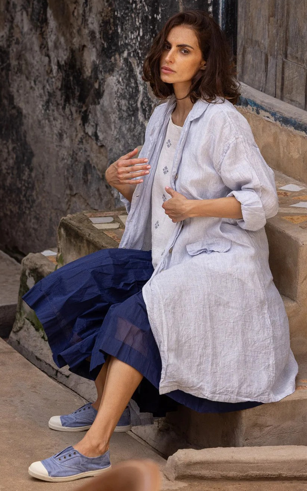 Piaf Coat In Linen product photo.