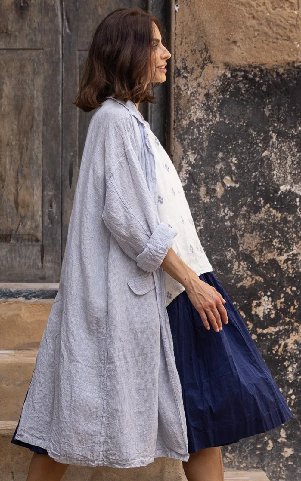 Piaf Coat In Linen product photo.