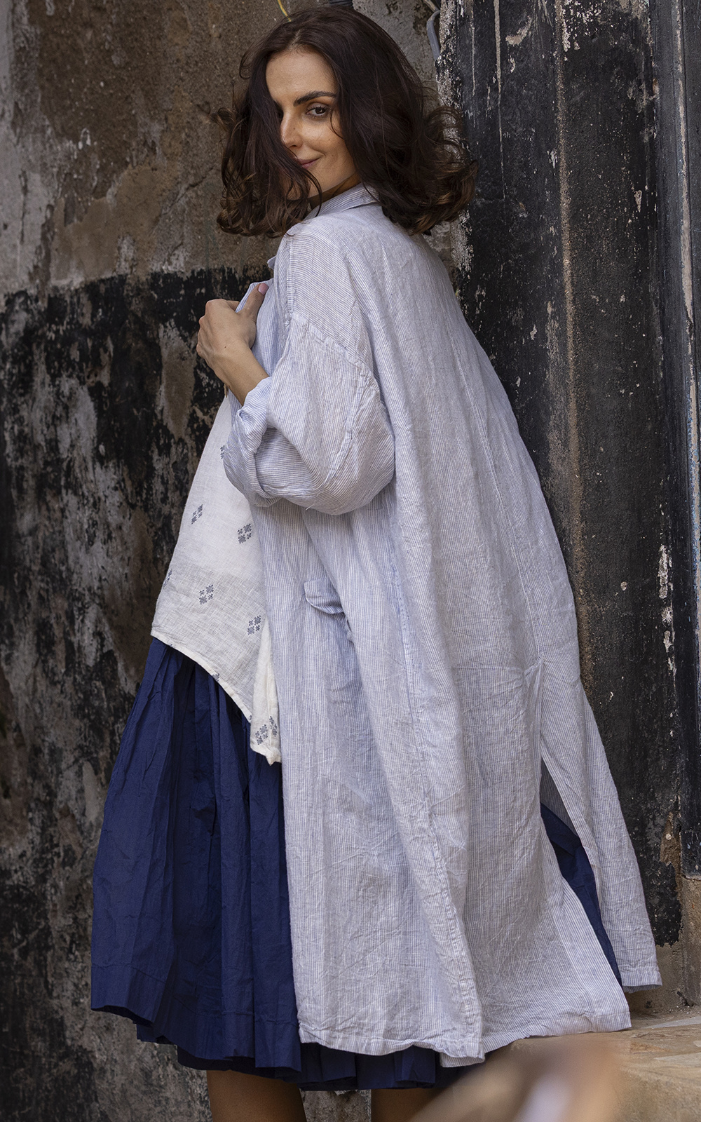 Piaf Coat In Linen product photo.