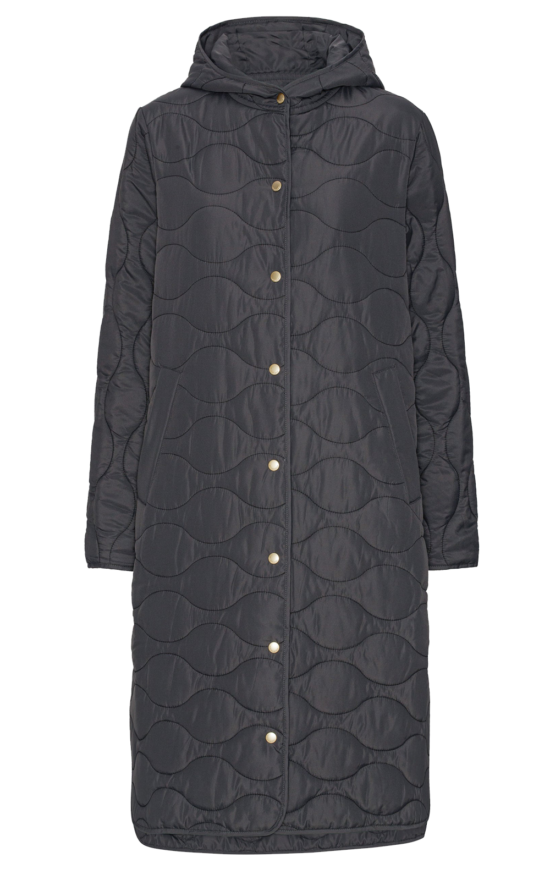 Quilted Coat With Hood product photo.
