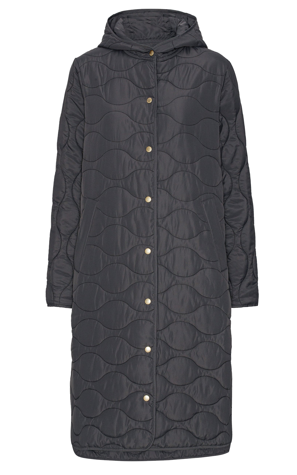 Quilted Coat With Hood product photo.