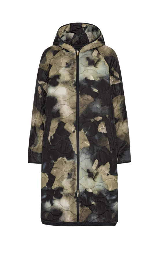 Quilted Hooded Jacket Long product photo.