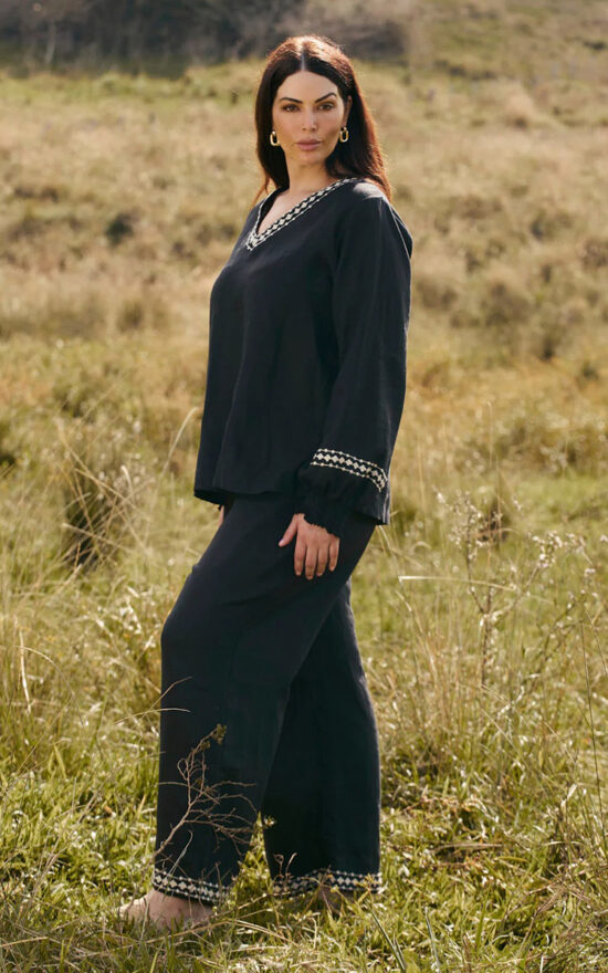 Camille Linen Wide Leg Pant product photo.