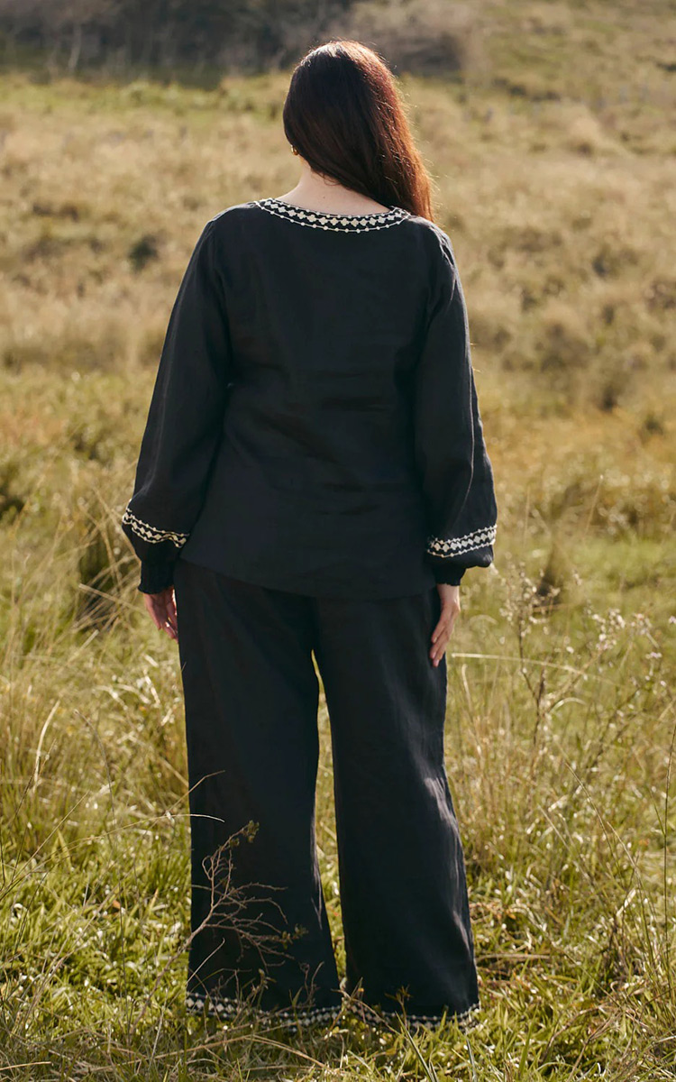 Camille Linen Wide Leg Pant product photo.