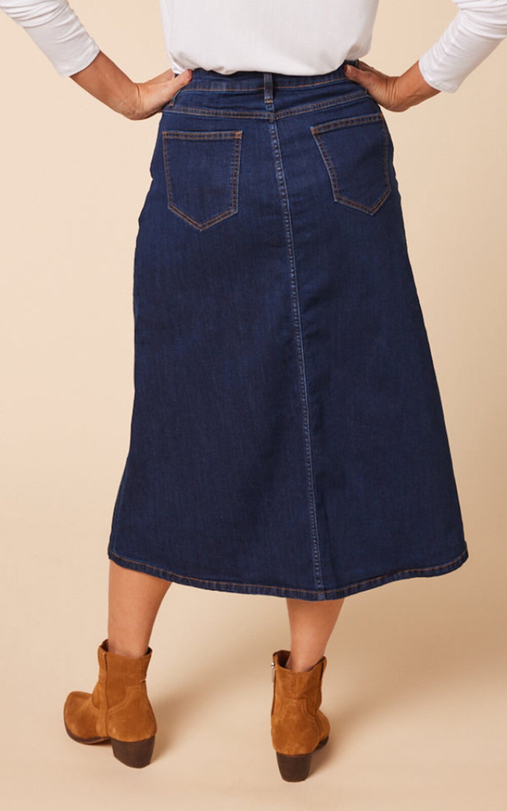 Denim A-Line Skirt product photo.