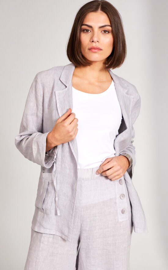 Linen Drawstring Jacket product photo.