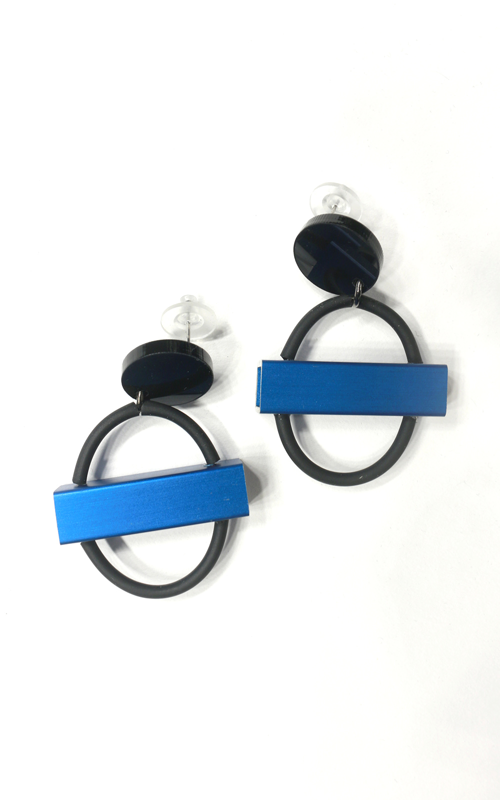 Mini Circle Square Tube Earrings product photo.