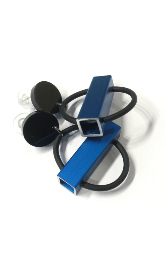 Mini Circle Square Tube Earrings product photo.