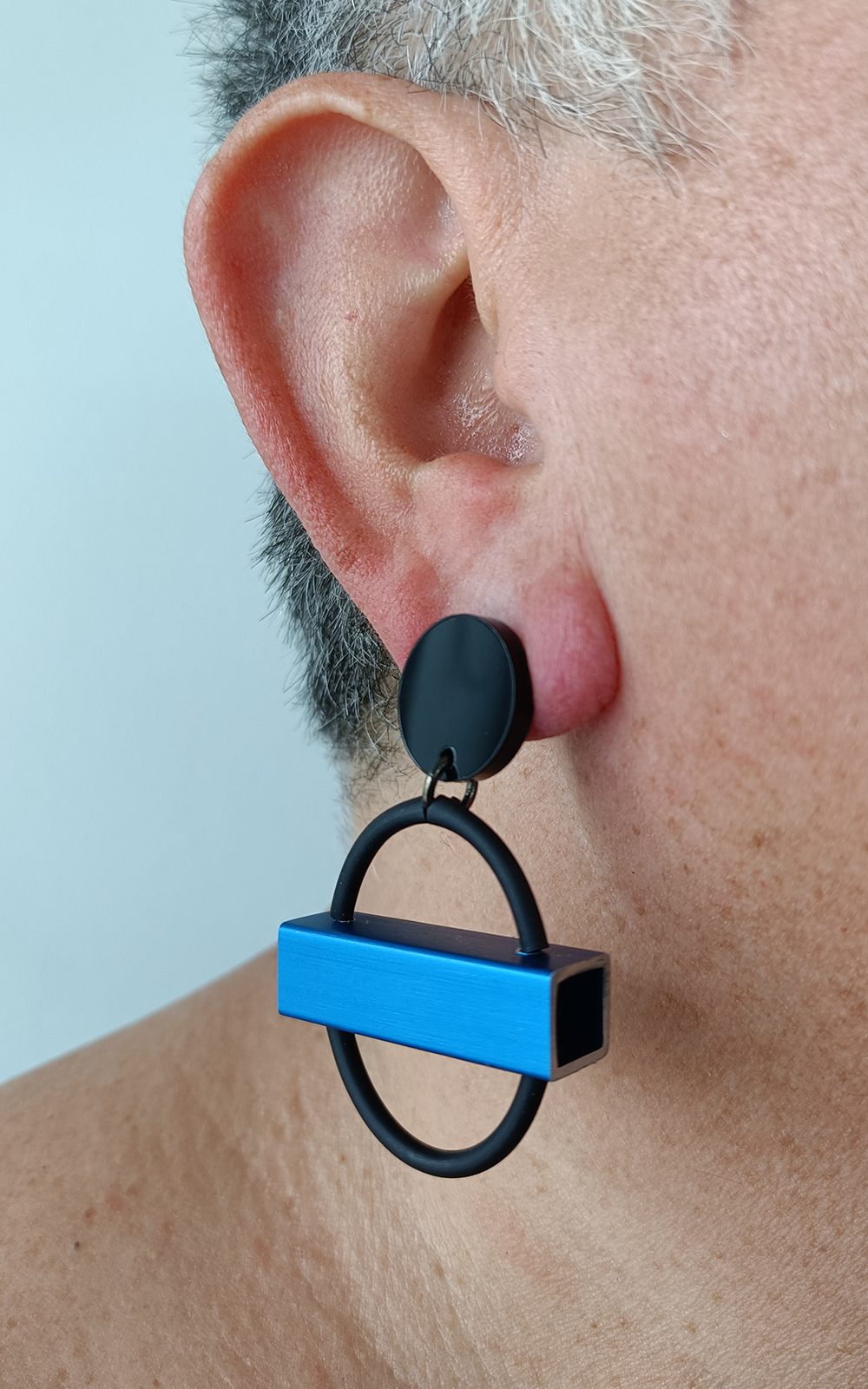 Mini Circle Square Tube Earrings product photo.