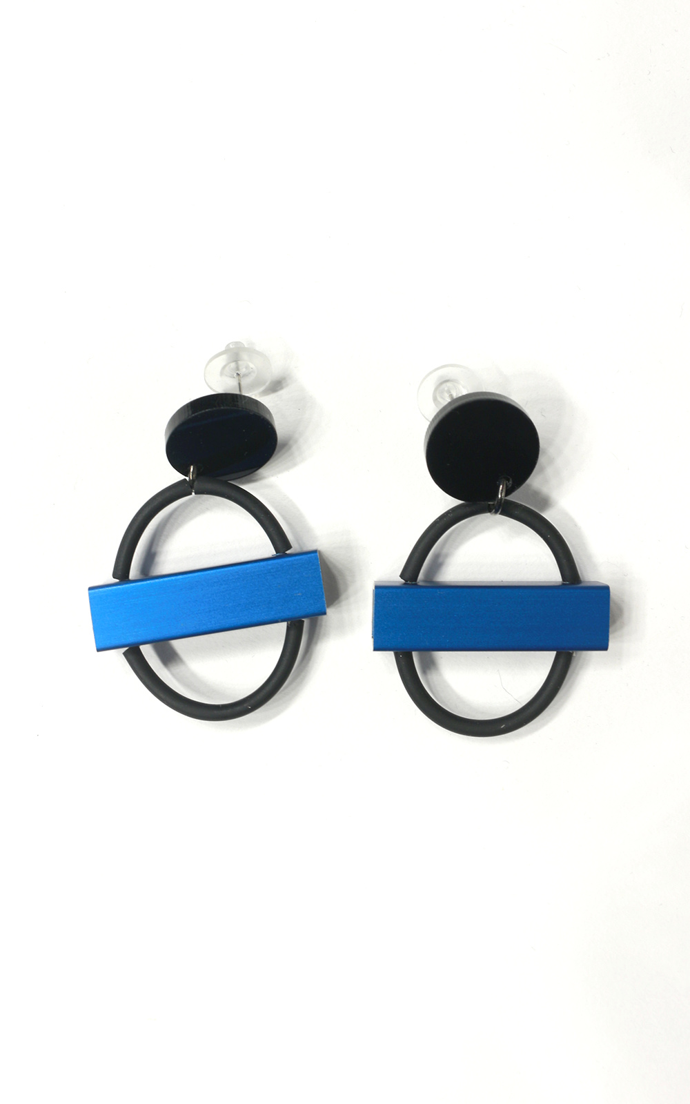 Mini Circle Square Tube Earrings product photo.