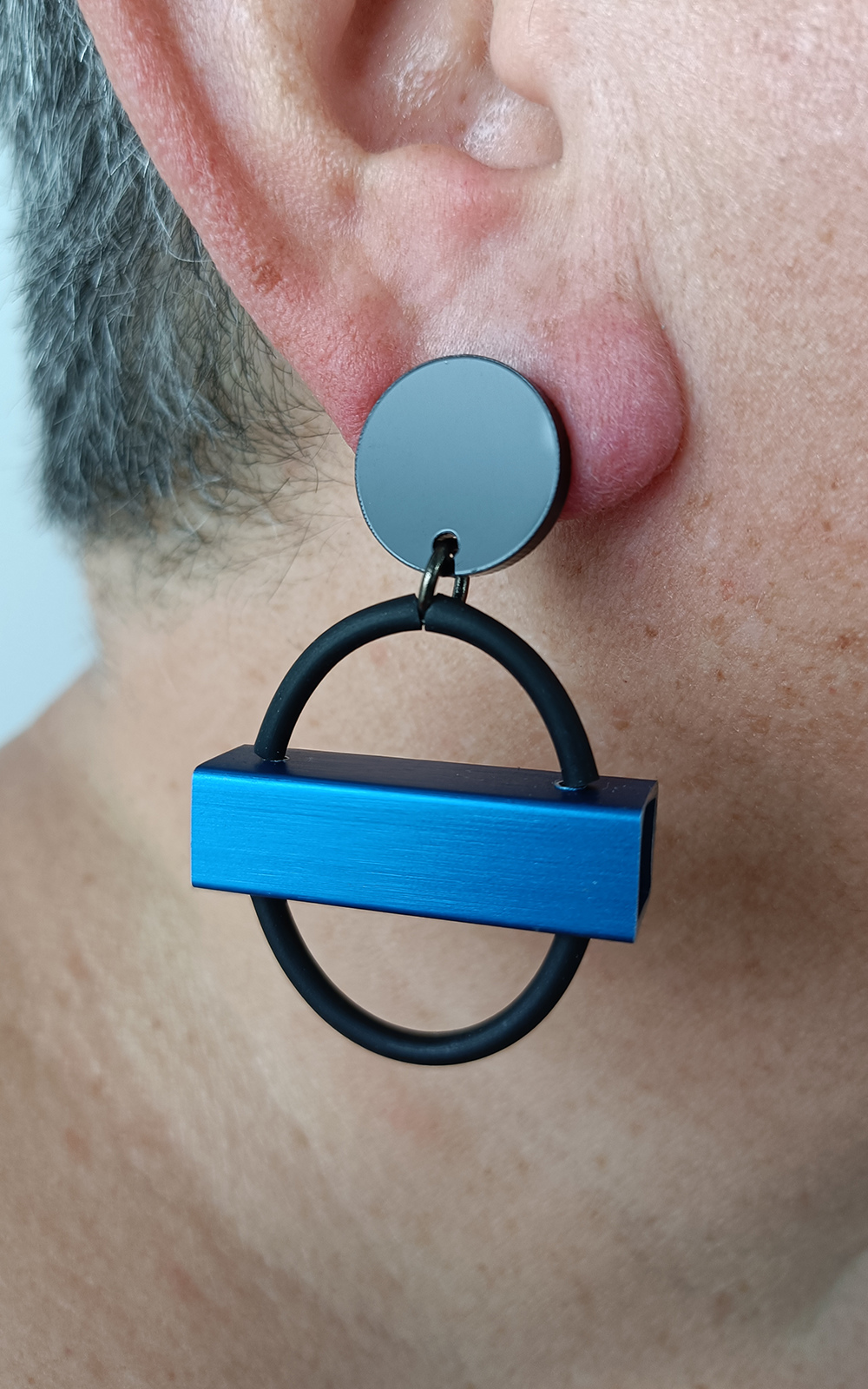 Mini Circle Square Tube Earrings product photo.