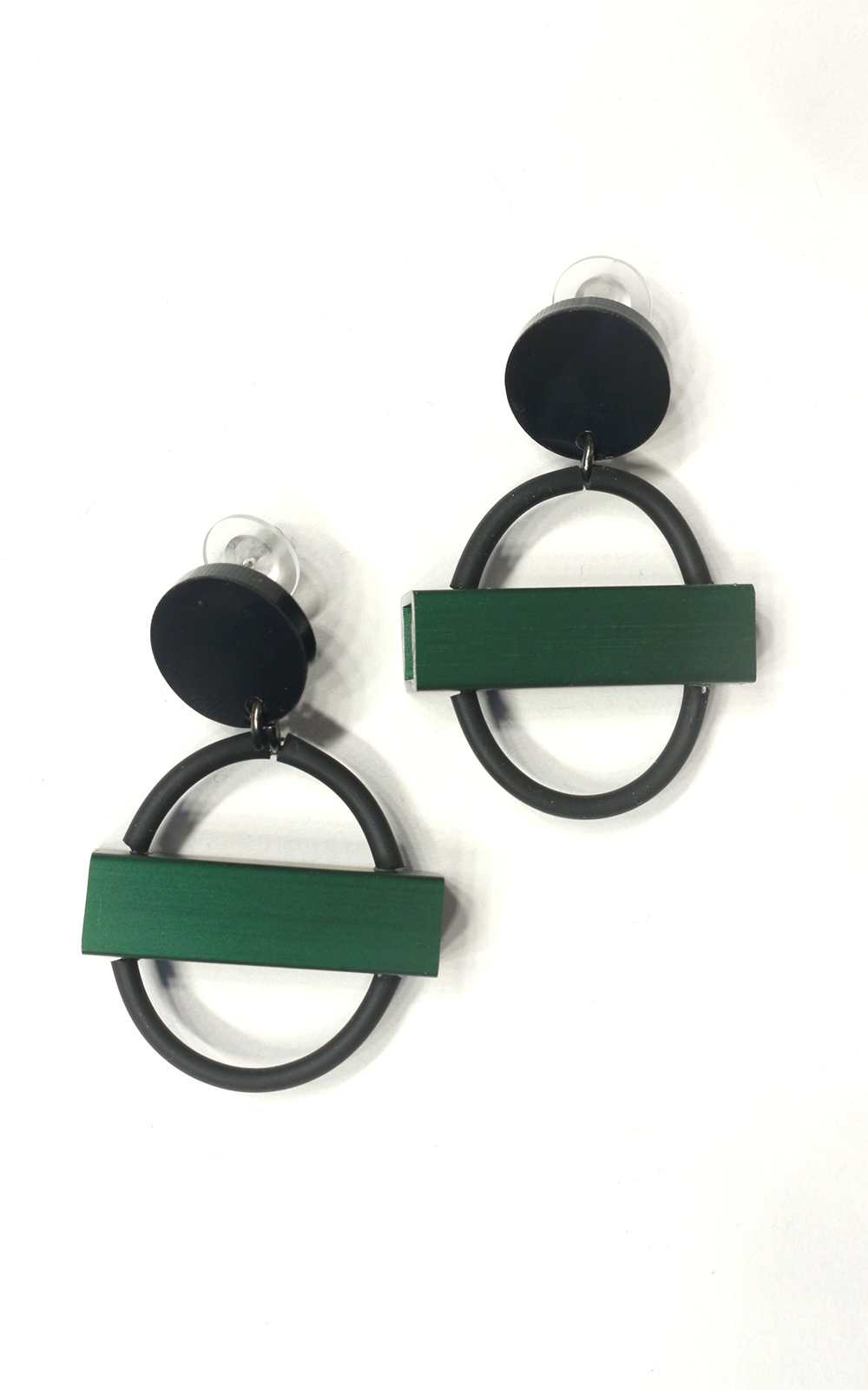 Mini Circle Square Tube Earrings product photo.