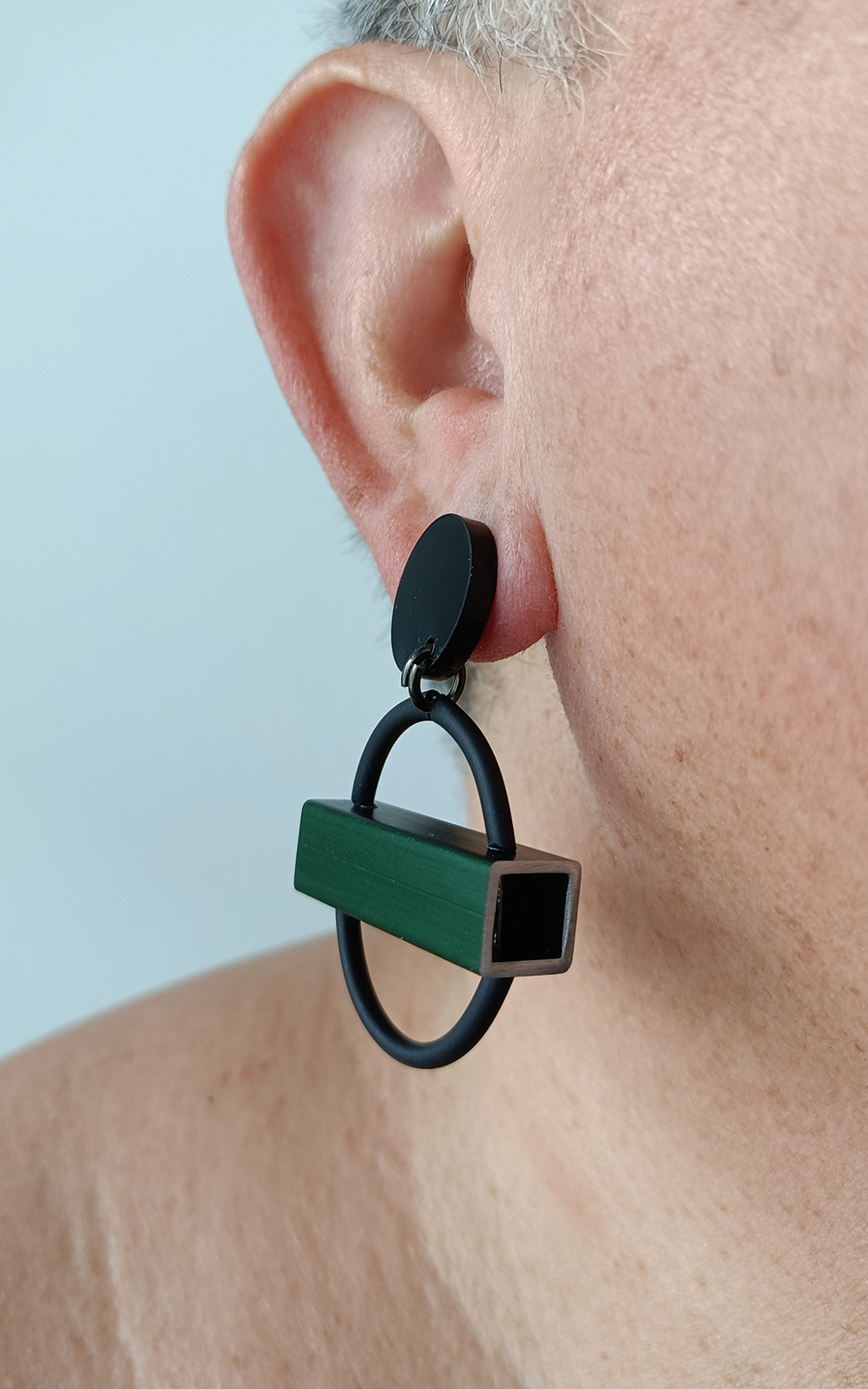 Mini Circle Square Tube Earrings product photo.